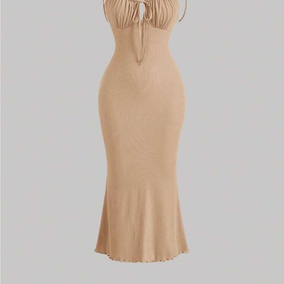 Tan Backless Halter Bodycon Midi Dress
8120 - Picture 1 of 4